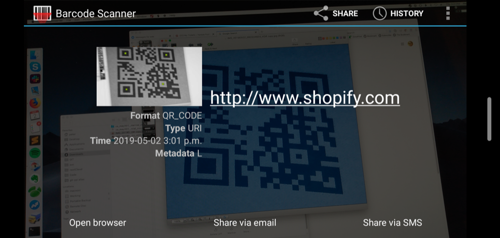 Scanning QR Code to decode shopify.com