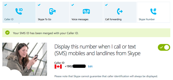 Skype Caller ID setting