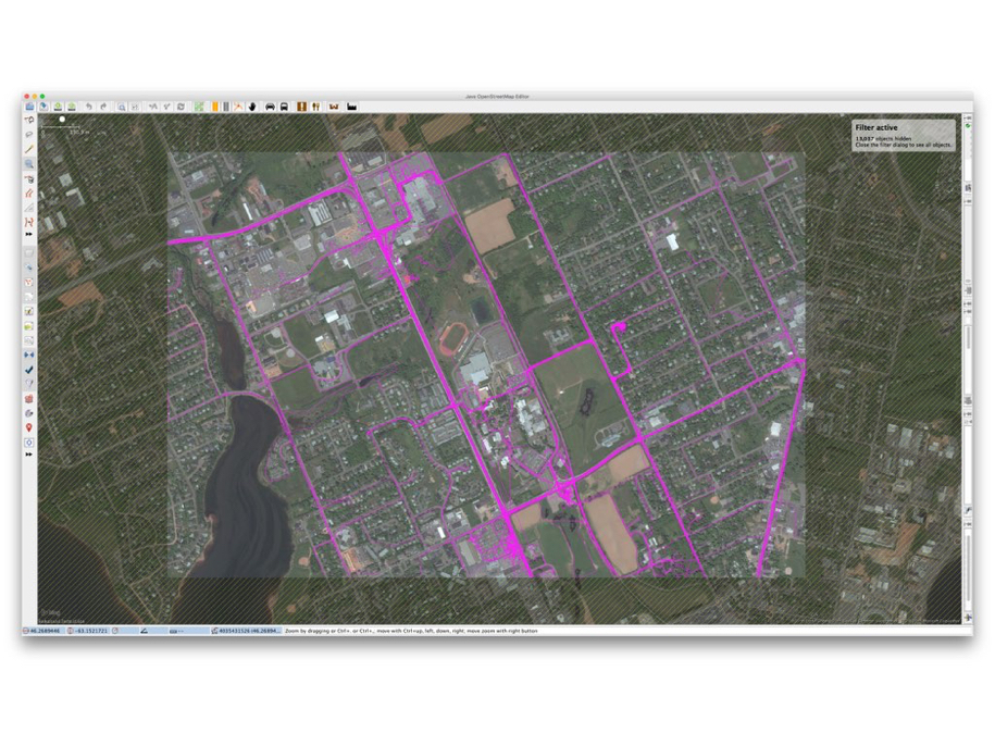 OpenStreetMap Geotraces + Bing Satellite