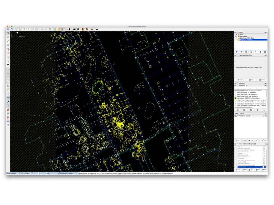 OpenStreetMap of UPEI in JOSM