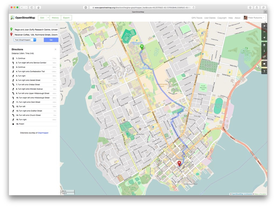 OpenStreetMap Walking Directions