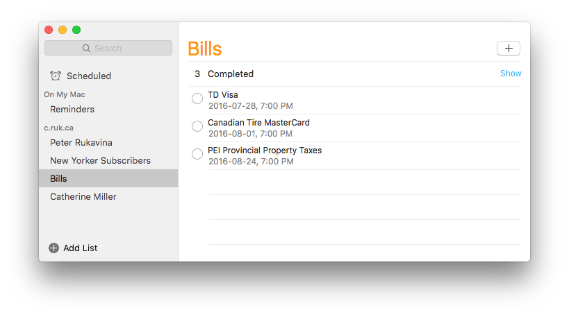 Setting Bill Reminders