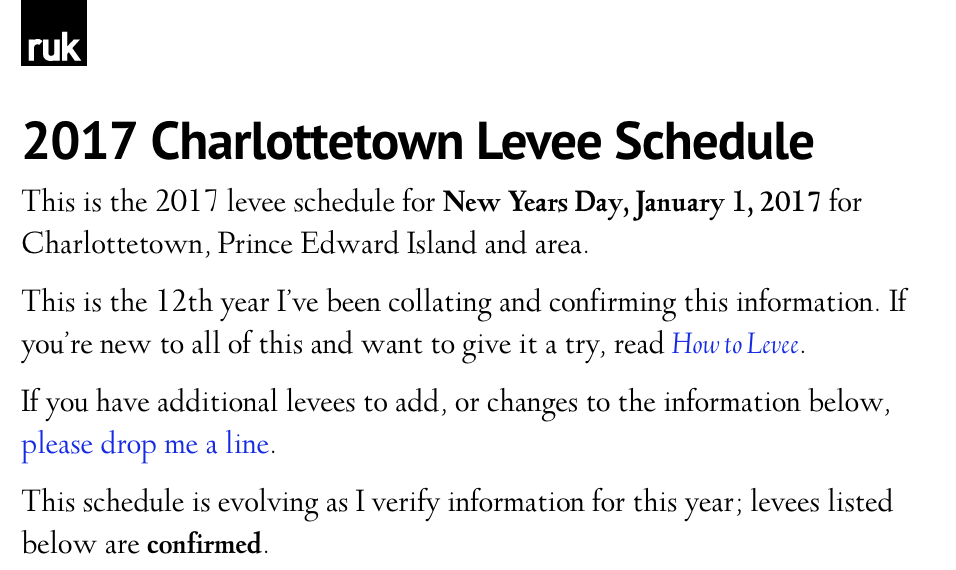 The levee schedule in Deepdene