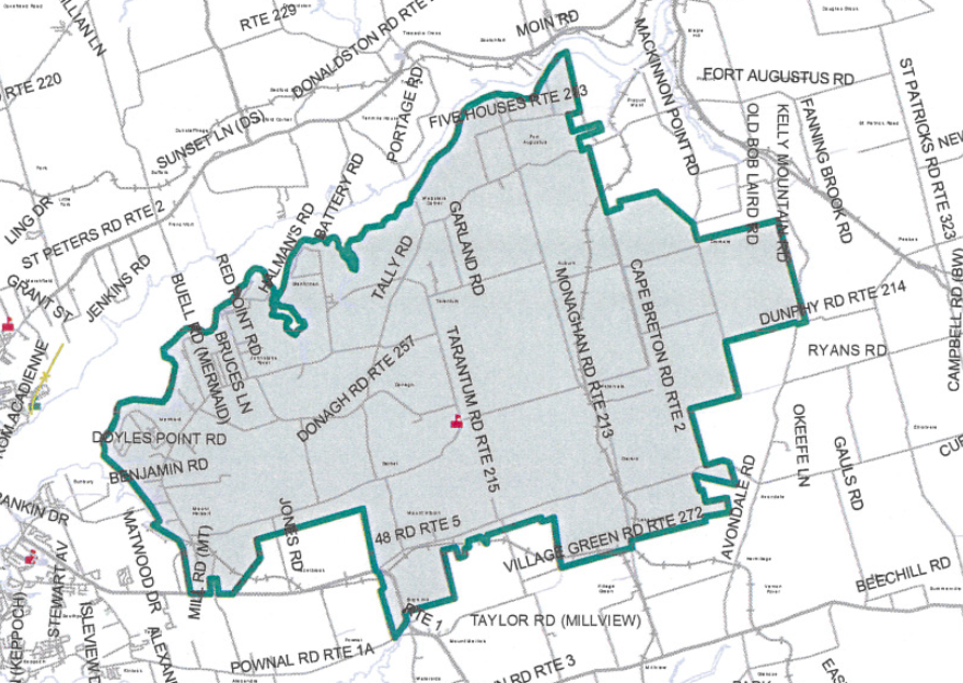 A detail from a school attendance zone boundary map to show its poor quality.