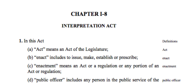 The contemporary Interpretation Act showing chapter I-8 designation