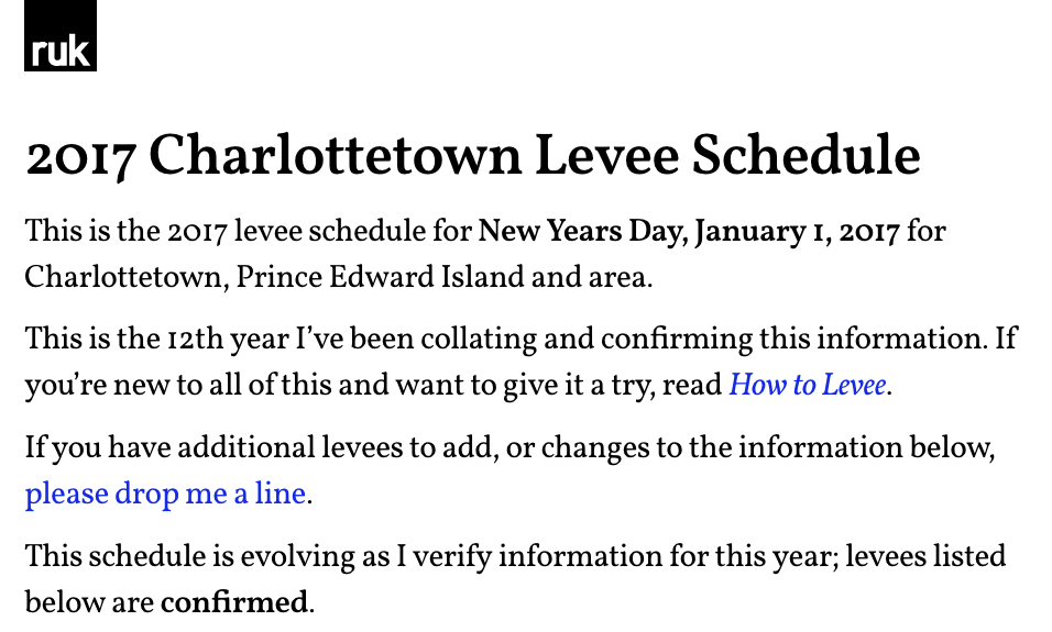 Levee schedule in Vollkorn