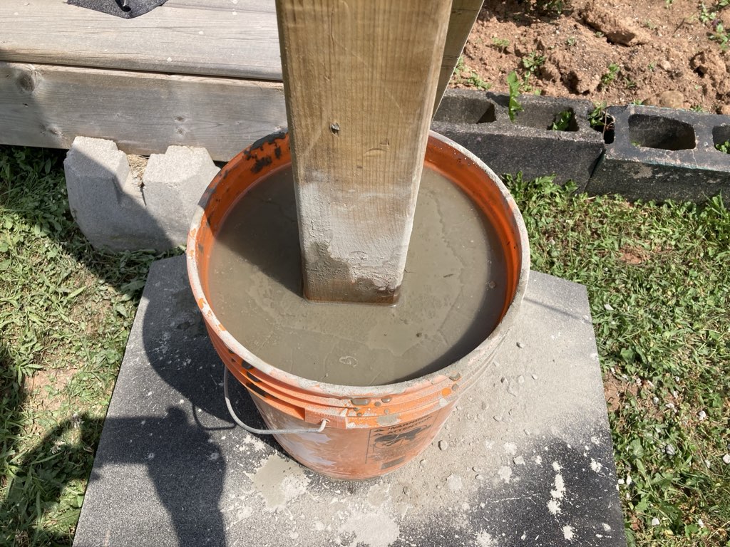 The concrete in the orange bucket when I started.
