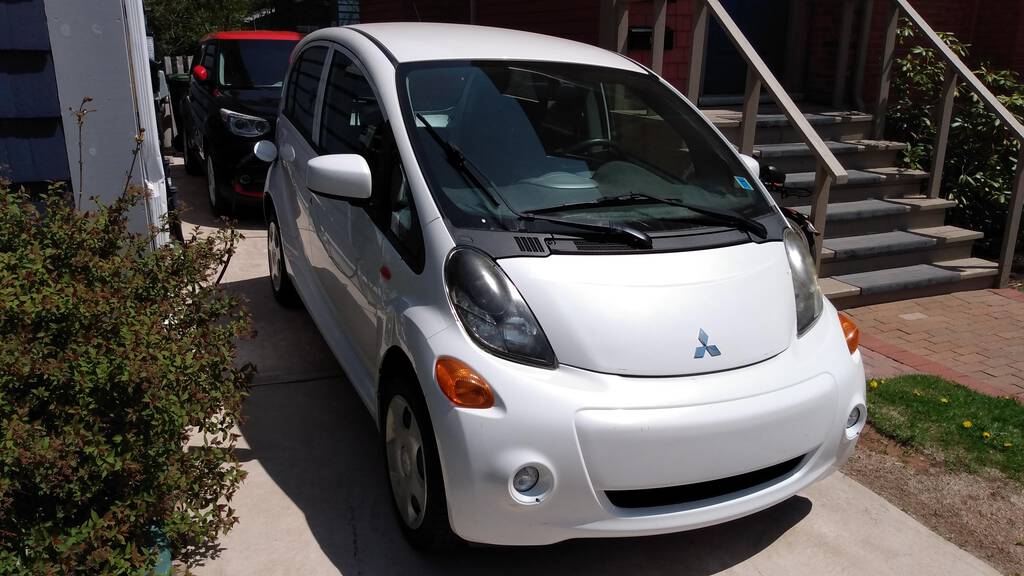 Steve Howard's Mitsubishi electric car charging in my driveway