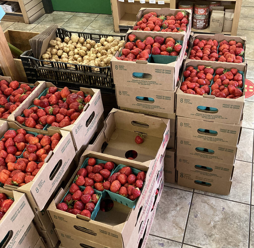 Strawberries and New Potatoes at Riverview Country Market