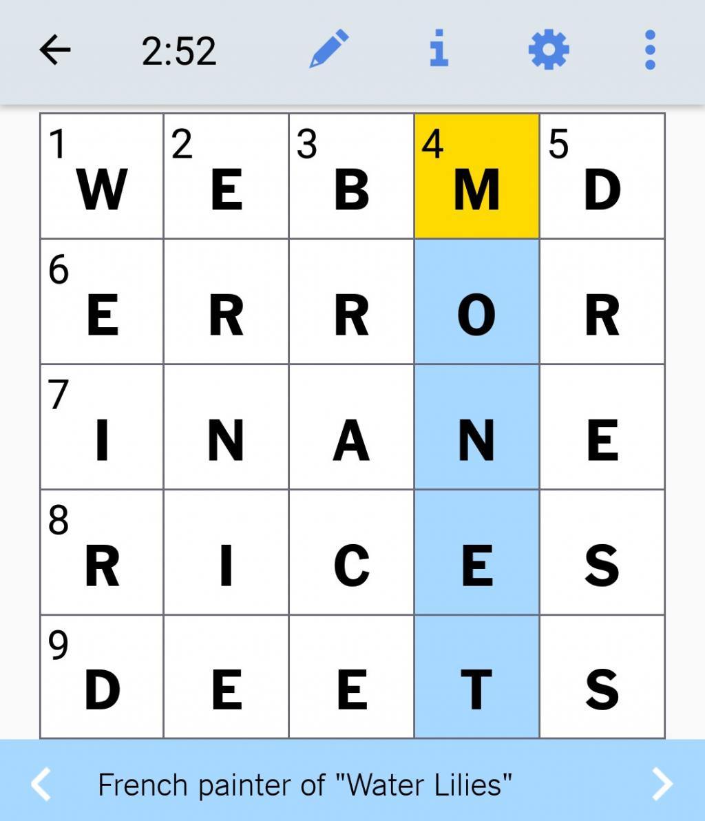 french painter crossword clue