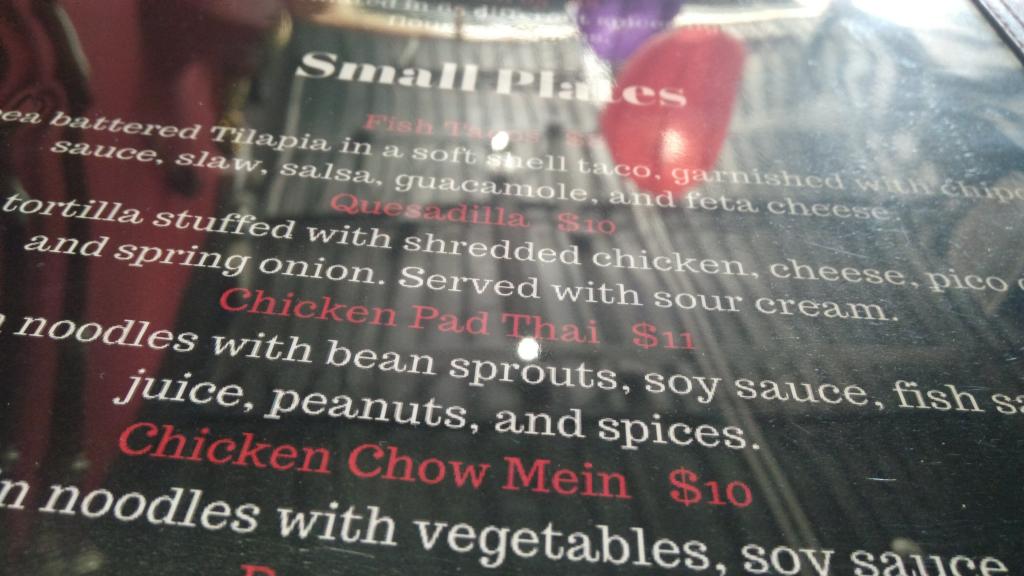 Detail from The Spicey Chef menu