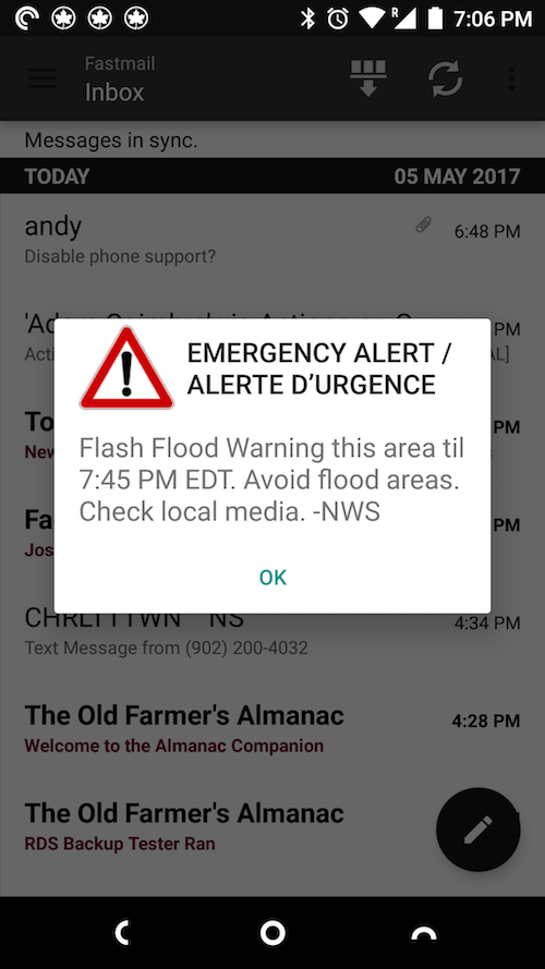 NWS Weather Alert on my Android phone