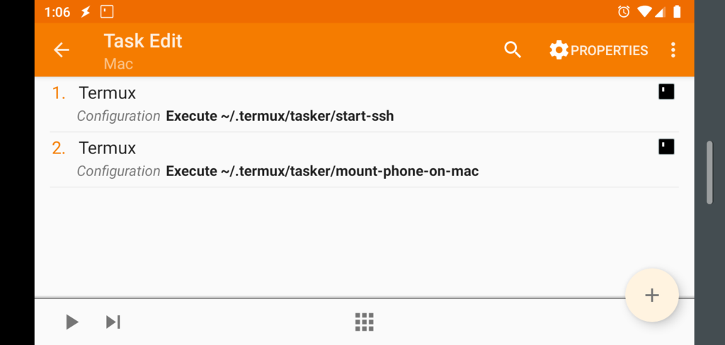 Screen shot of Tasker Task