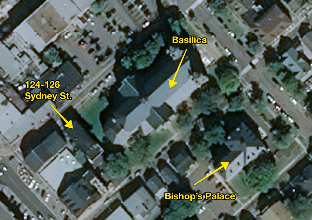 Locator Map showing 124-126 Gahan, the Basilica, and the Bishop's Palace