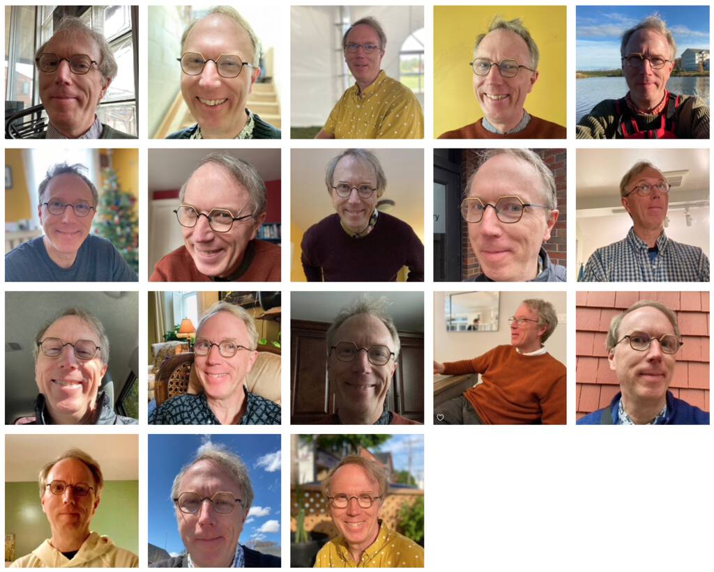 18 images used to train the AI model -- all portraits of me