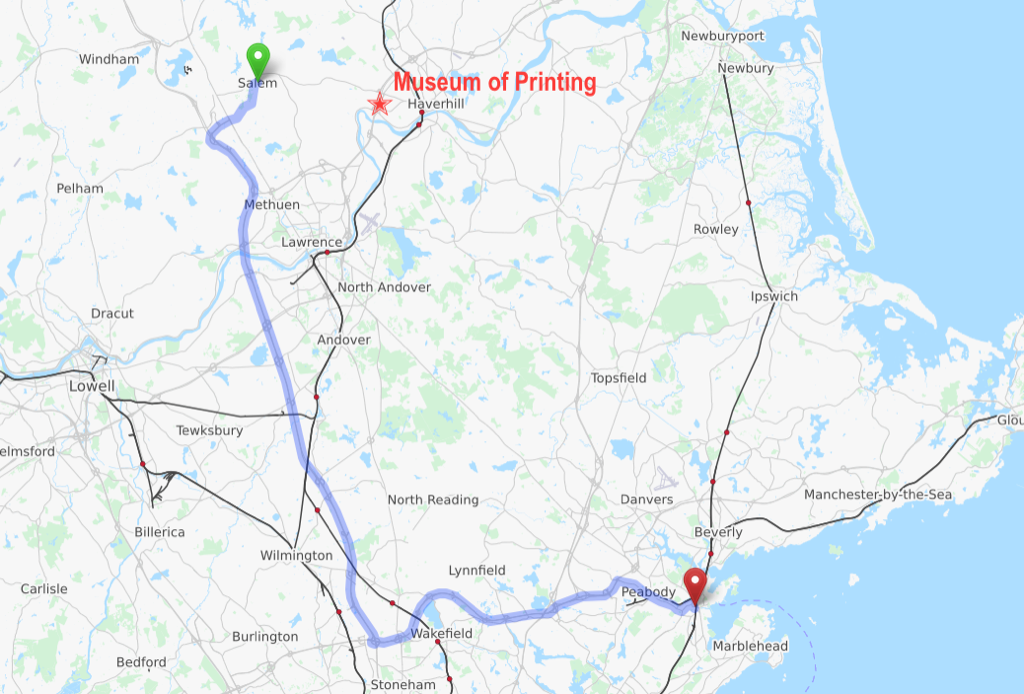 Map of two Salems, one in NH and one in MA