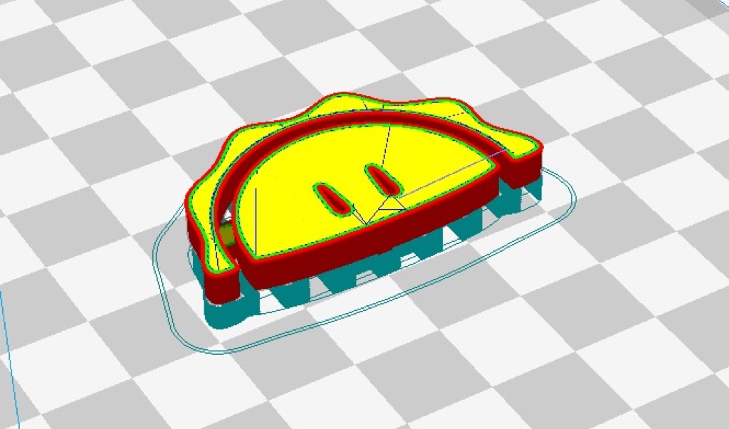 Cura model upside down, showing support material