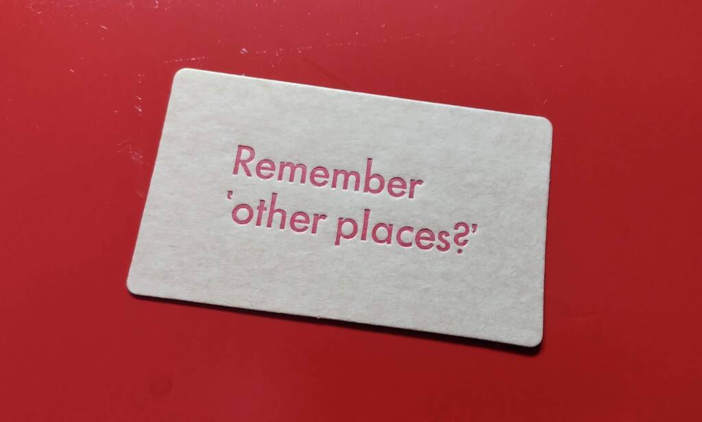 Remember other places card, photographed on the ink disc.