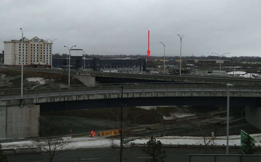 View of VIA Rail Dorval from Aloft Hotel room