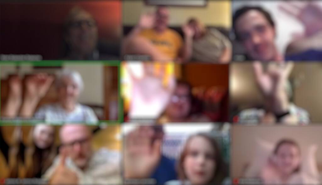 A blurred example of the "family photo" we take every Zoom.